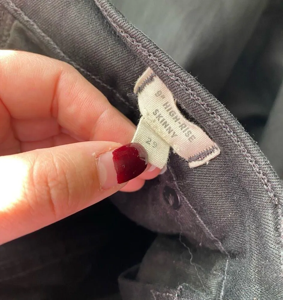 Madewell Women's 9 Inch High Rise Skinny Jeans Black Size 29 - Image 9