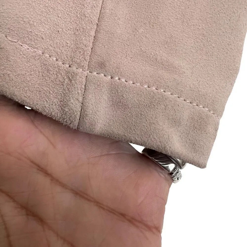 Bagatelle Blush Pink Waterfall Genuine Leather Jacket Fitted Thin Coat XS - Image 4