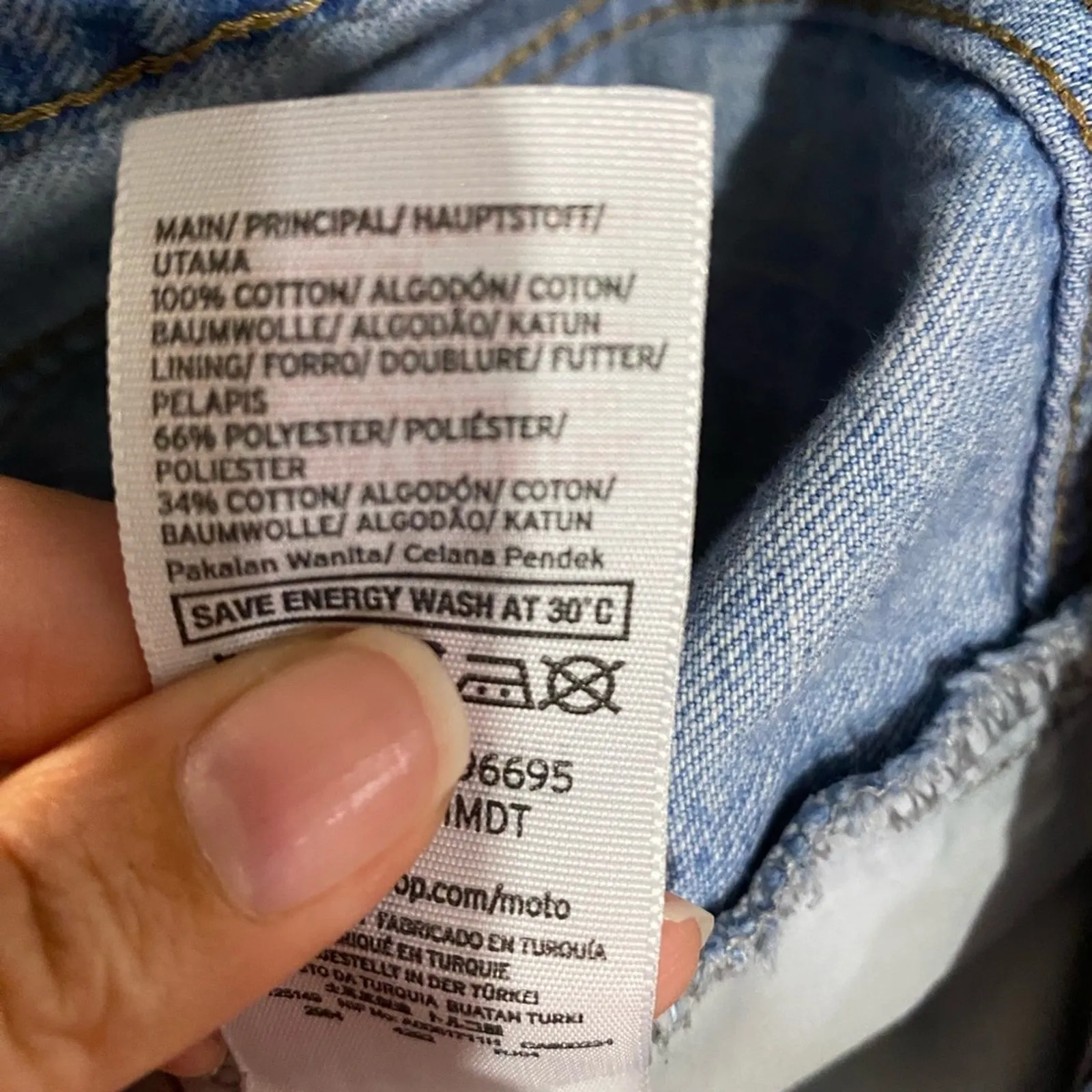 Topshop Moto Blue Raw Hem High Rise Denim Jean Shorts Sz 12 - Image 7