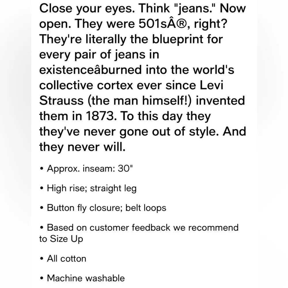 NWT Levi’s 501 Jeans Original Fit Straight Leg White Denim Womens Size 32/30 - Image 4