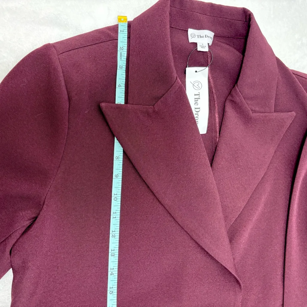 The Drop Elegant Burgundy Women's Convertible Blazer Size L Purple Size L - Image 12