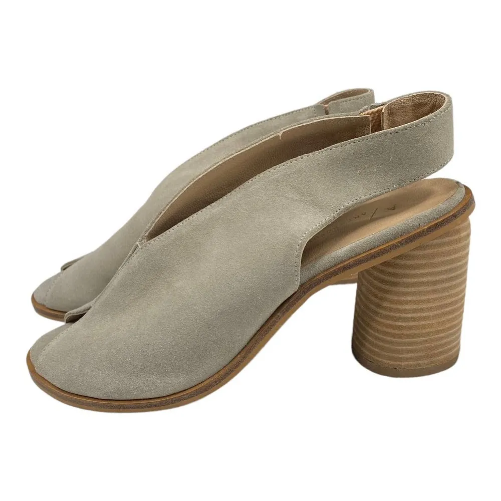 New Anthropologie Tracy Gray Suede Peep Toe Sling Back Heels-7.5 - Image 2