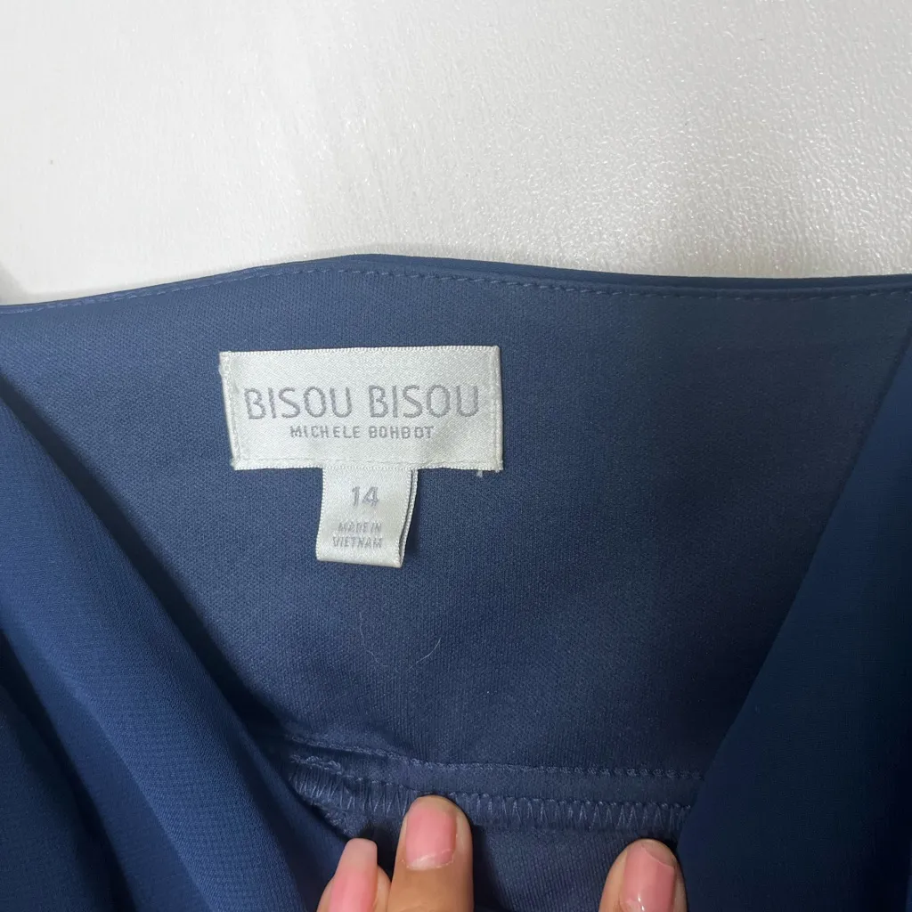 Bisou Bisou Blue Pleated Maxi Dress Spaghetti Strap - Image 6