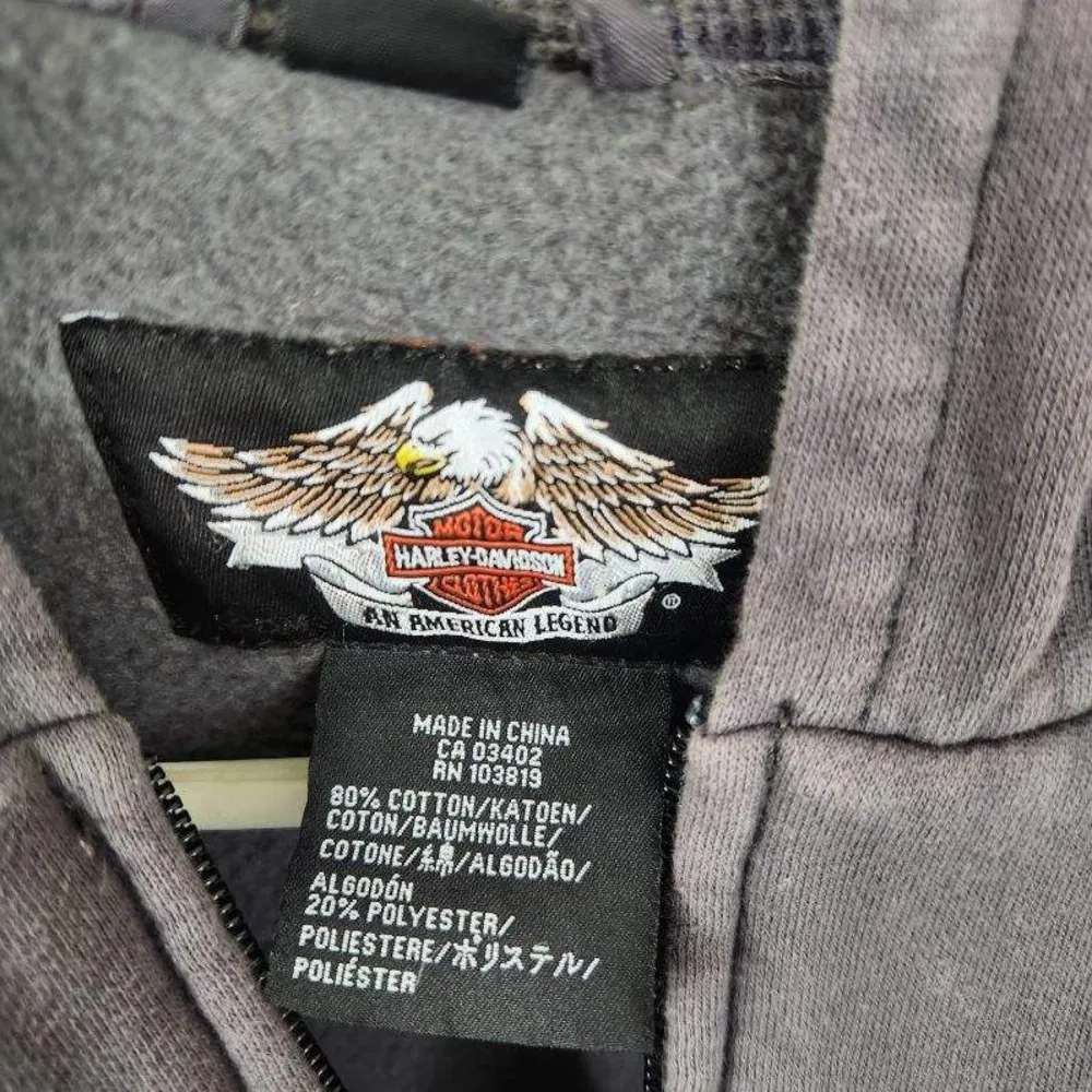 Harley Davidson Hoodie Women’s Large Gray Sleeveless Full Zip Jacket Vest - Image 3