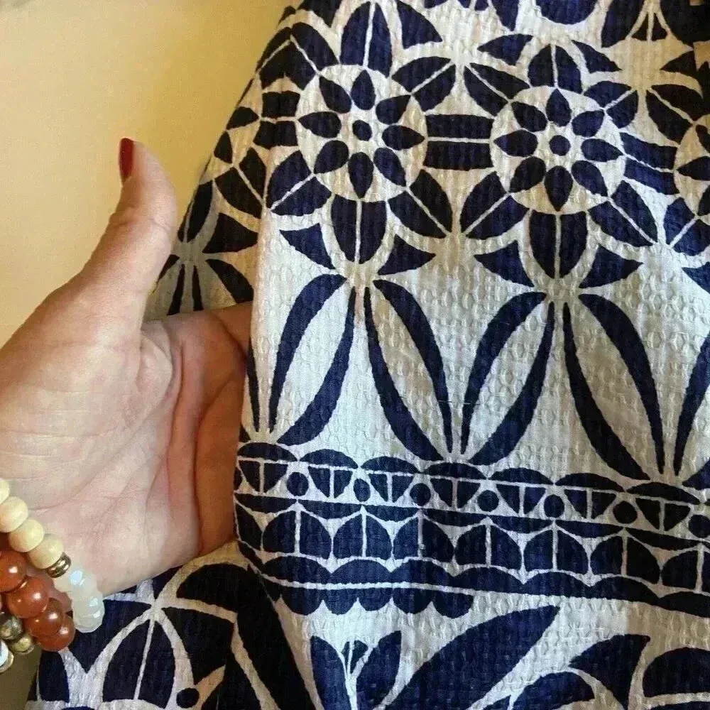 Just Taylor Size 14‎ Navy Blue/White Striped Floral Midi Sleeveless Dress Blue - Image 13