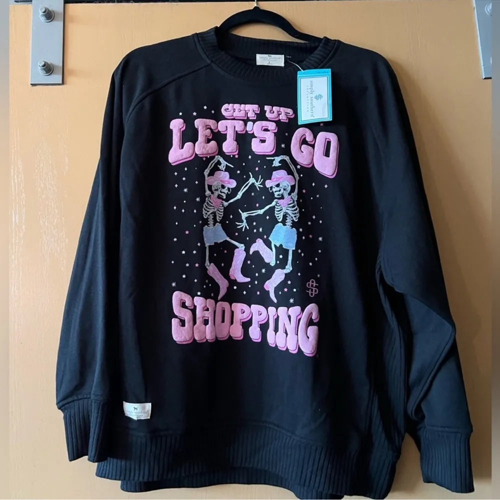 SIMPLY SOUTHERN Let’s Go Shopping Graphic Long Sleeve Crewneck Sweatshirt Size L - Image 3