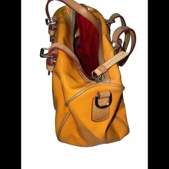Dooney & Bourke Mustard‎ Shoulder Bag Patent Leather 12x9x3.5” - Image 4