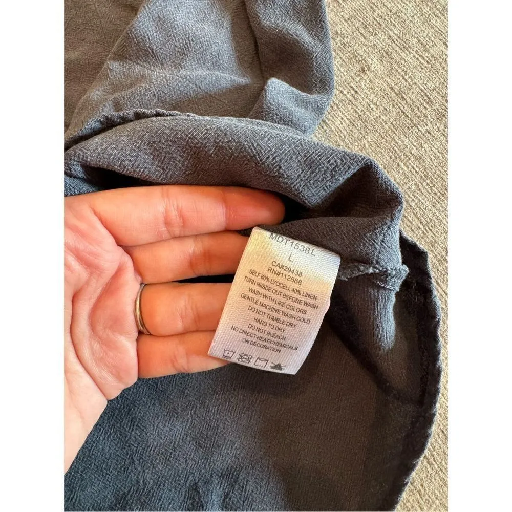 Miss me western print linen bland blouse size large flare sleeve country - Image 5