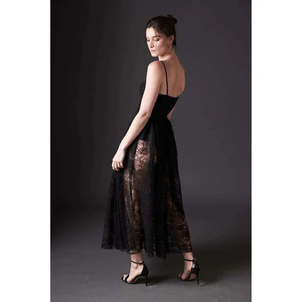 SAU LEE Selena Lace Midi Dress in Black 2 New Womens cocktail - Image 7