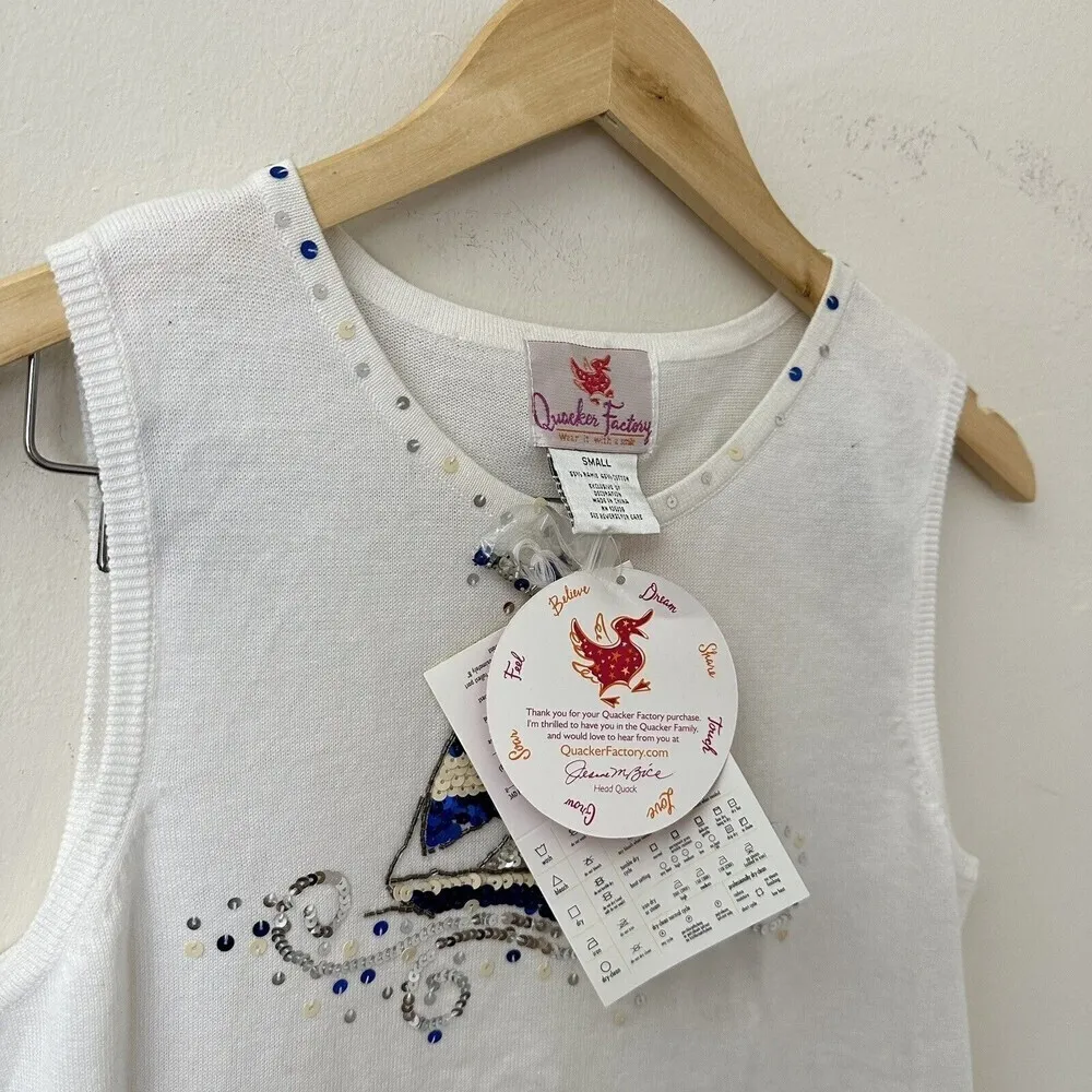 The Quacker Factory sailboat sequence Sleevless knitted top Womens Size Small‎ - Image 7