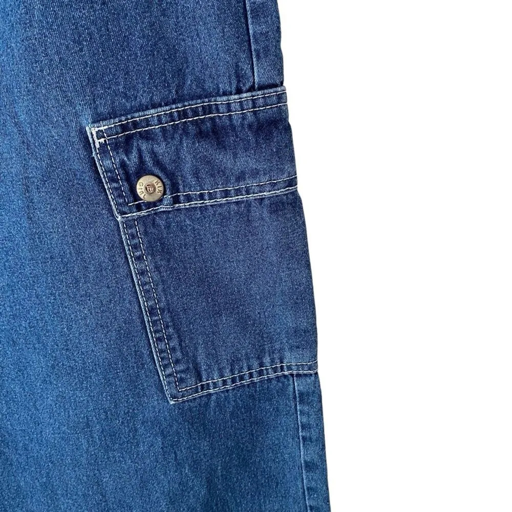 KIK Girl Drawcord Wide Leg 90s Rave Jean Crop Jeans small medium Blue Size 12 - Image 3