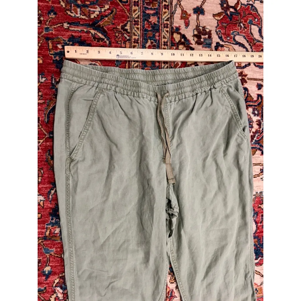 J.Crew Linen Blend Drawstring Jogger Pants Size 12 Sage Green Elastic Waist Rela - Image 4