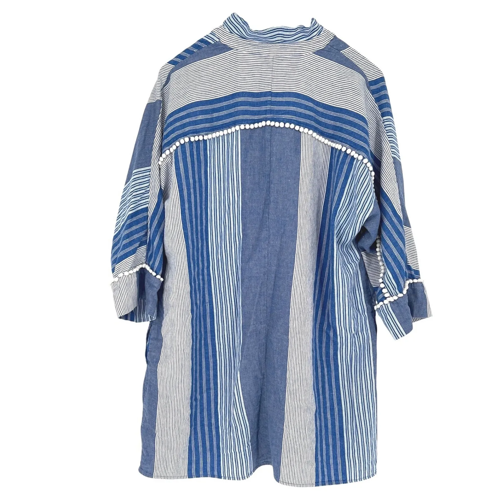 NIC+ZOE Fiji Striped Linen Shirt Dress XL Coastal Vacation Resortwear Beach EUC - Image 3