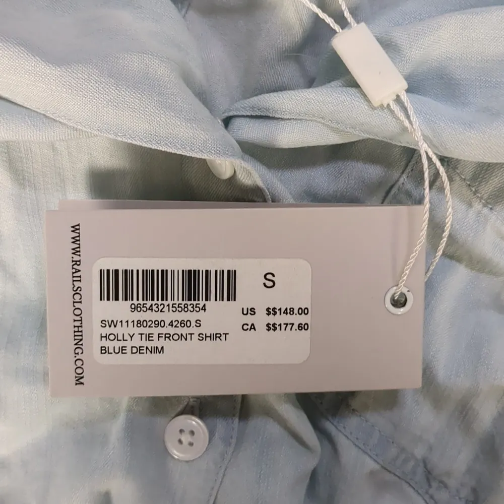 Rails holly tie front shirt blue denim size small - Image 4