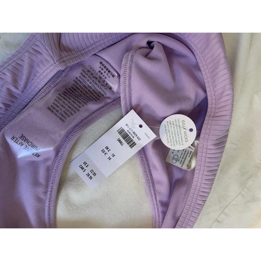 J Crew Gilly Hicks Women Bikini Swimsuit Set Bottom Size S Top Size M Purple NEW - Image 9