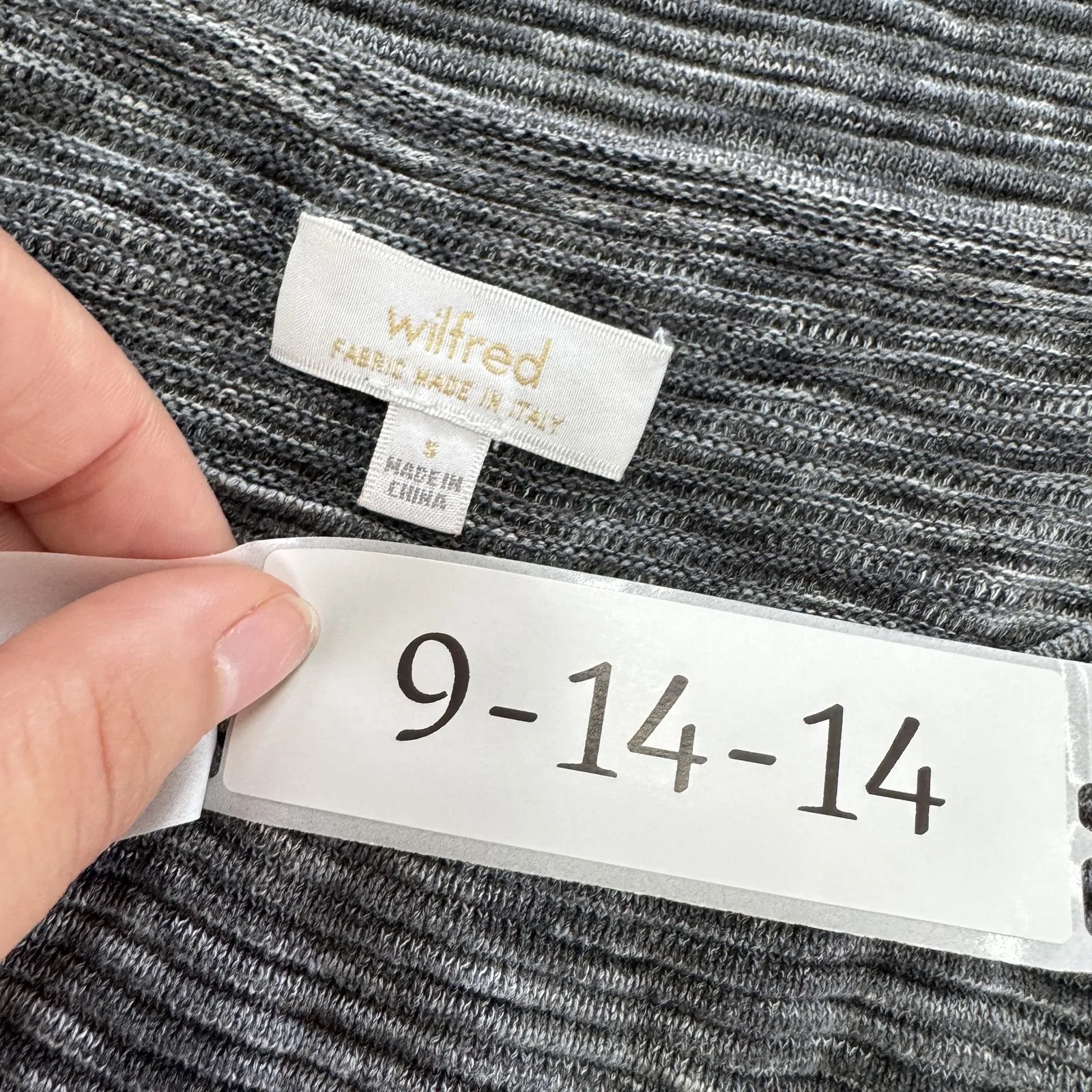 Wilfred Sweater Womens Small Grey Black Striped Knit Pullover Linen Blend‎ - Image 3