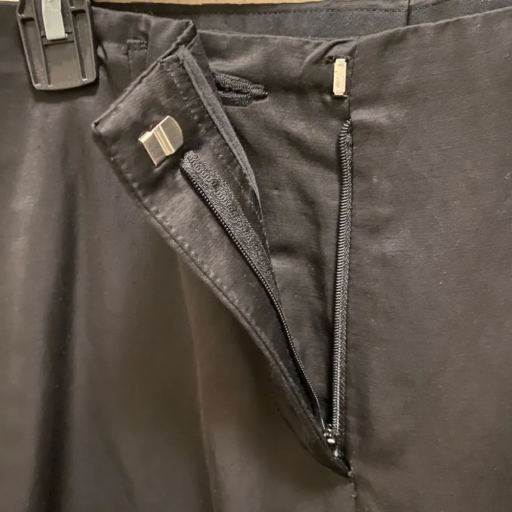 Dries Van Noten Black Satin Linen Blend Dress Pants Size 38 (S) - Image 4