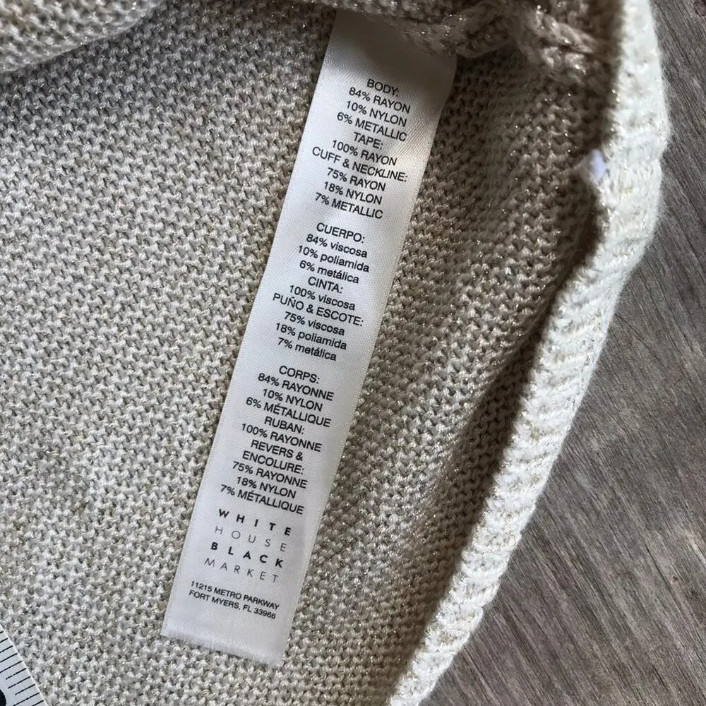 White House Black Market Womens Sweater Size M Gold Metallic Sleeveless Tank NEW - Image 8