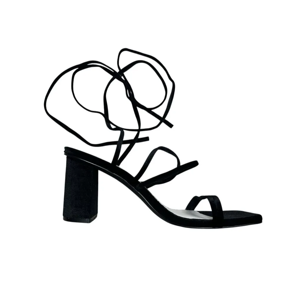 Women's Altar'd State Black Platform Sandals Heel Shoes 10 Block Strappy - Image 9