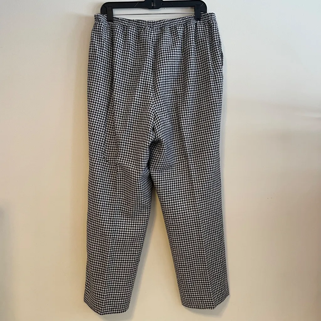 The Tog Shop Straight Leg Elastic Waist Pants Bottoms Houndstooth Womens 16 P Black Size 16P - Image 2