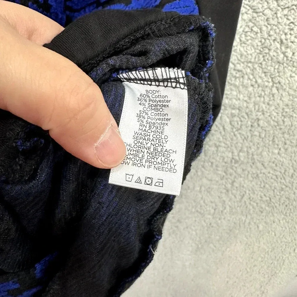 Susan Graver Bomber Jacket Womens‎ Medium Black Blue Floral Zip Lightweight Boho - Image 6