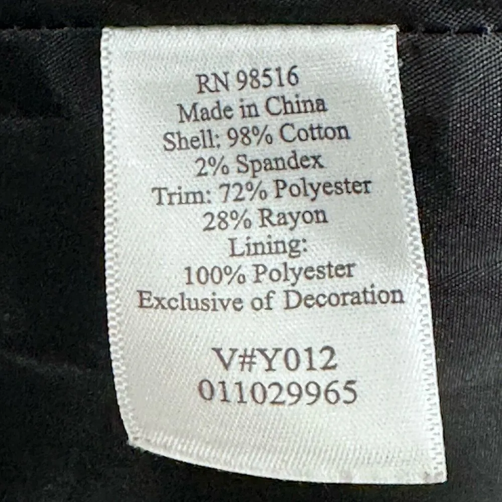 Coldwater Creek Jacket Women 18 Black Denim Artsy Ribbon Embellished Western‎ - Image 11