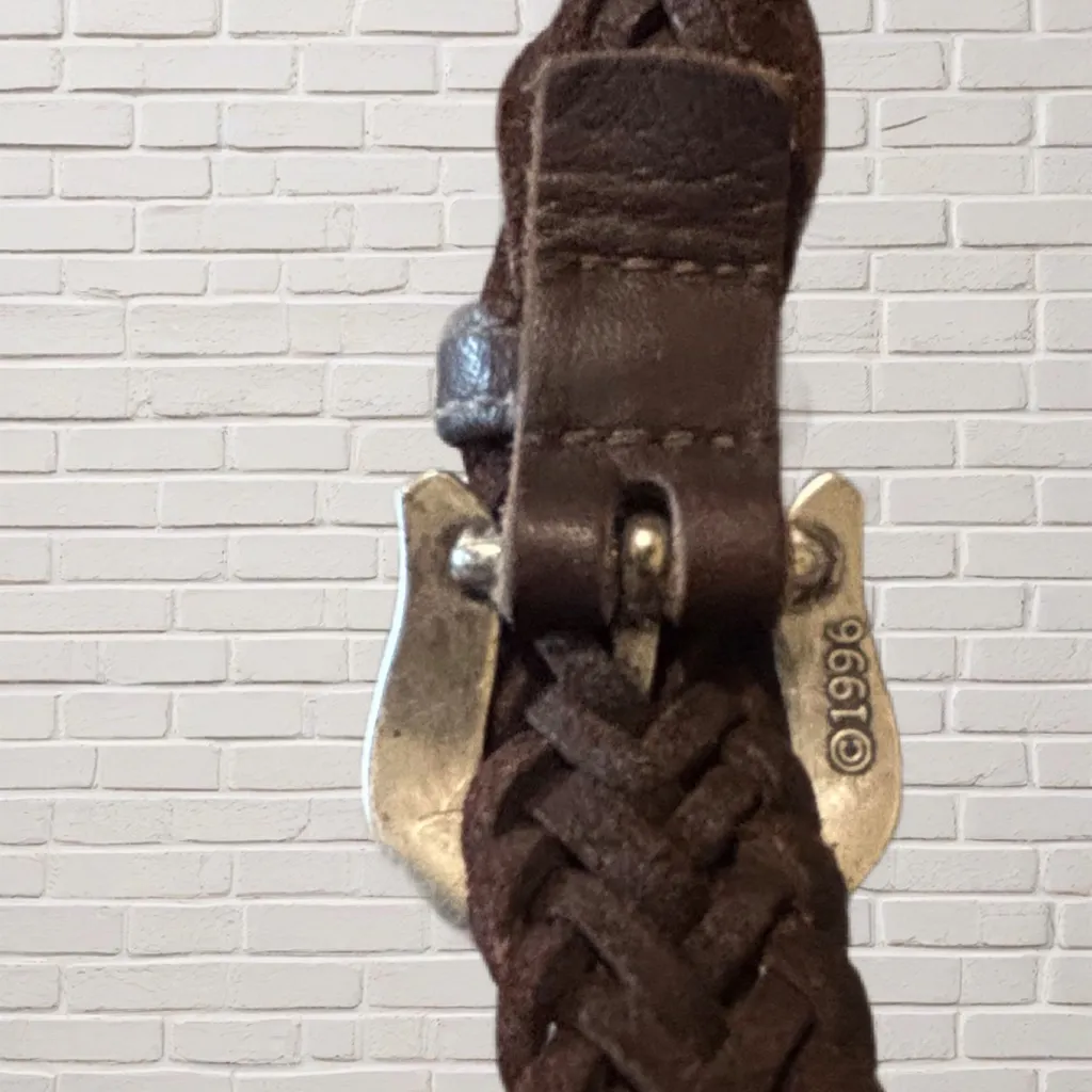 Brighton Brown Leather Braided Strap Hobo Bag Bali Collection Silver Heart - Image 8