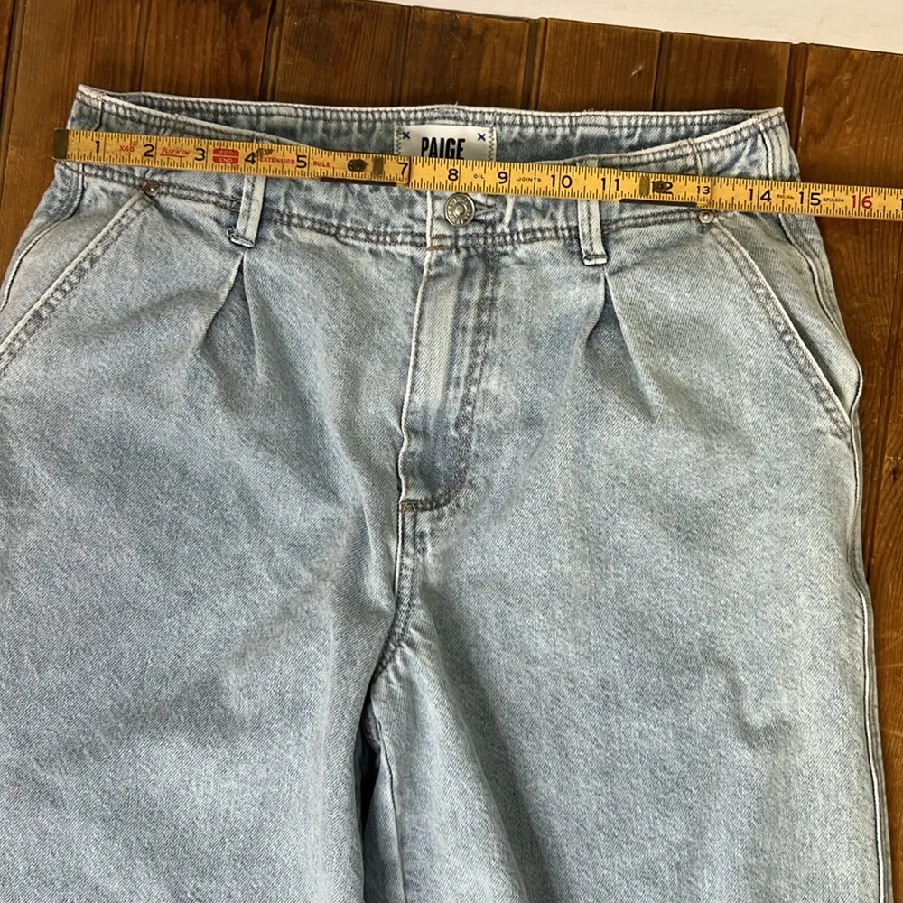 Women’s Paige pleated baggy denim high rise jeans side pocket size 27 - Image 2