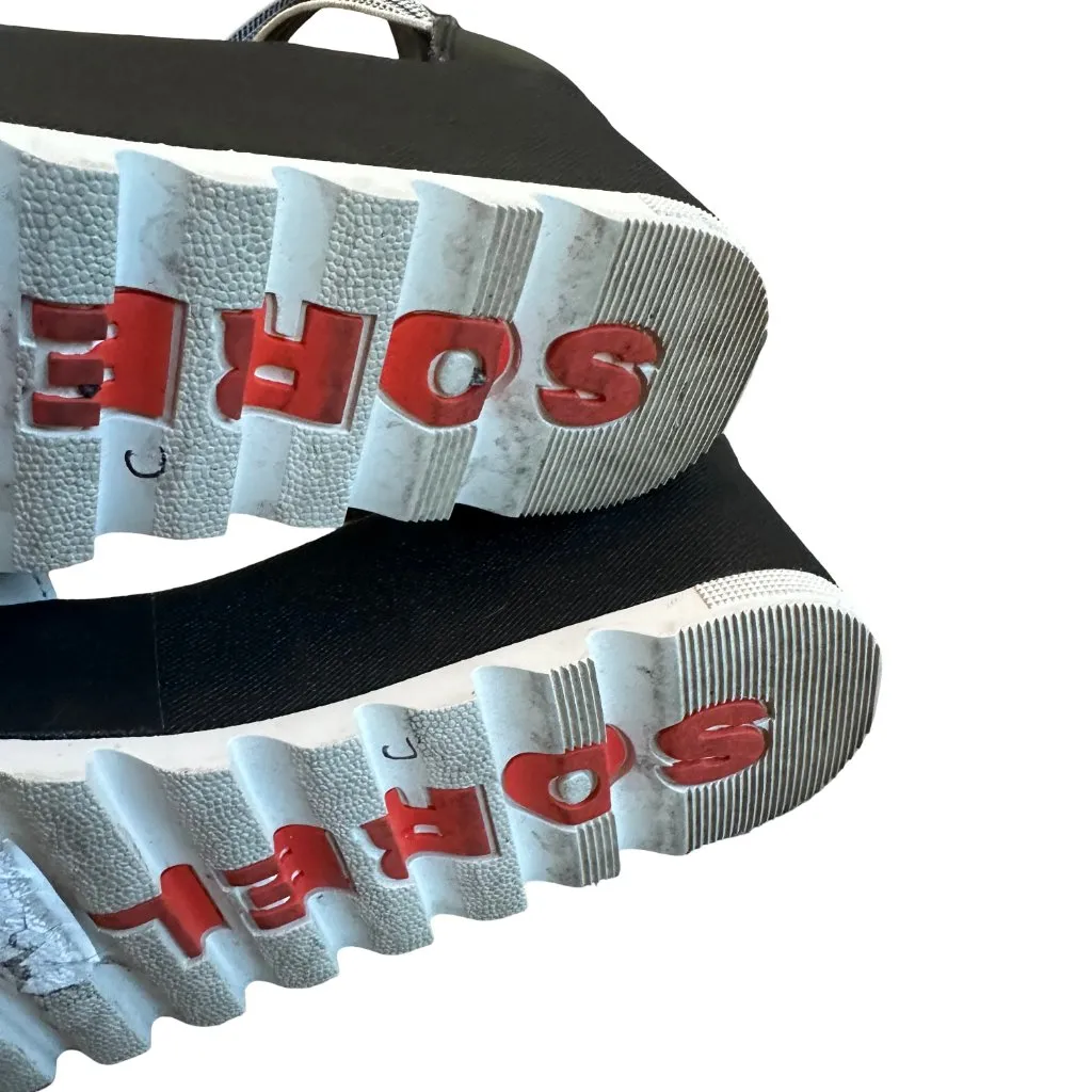 Sorel Cameron Flatform White Black Sandals Stretch Ankle Strap Size 8 Women's - Image 8