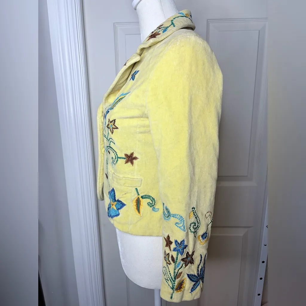 Yellow Embroidered Floral Jacket Size XS - Image 5
