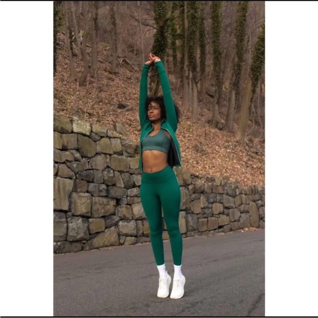 Outdoor Voices FrostKnit Full-Zip Jacket Women's M Green Mock Neck Activewear - Image 4