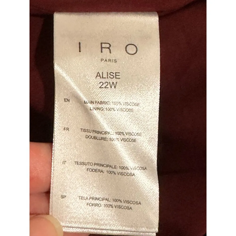 IRO Paris Alise Abstract Burgundy Print Draped Midi Skirt Size 34 Small NWT - Image 11