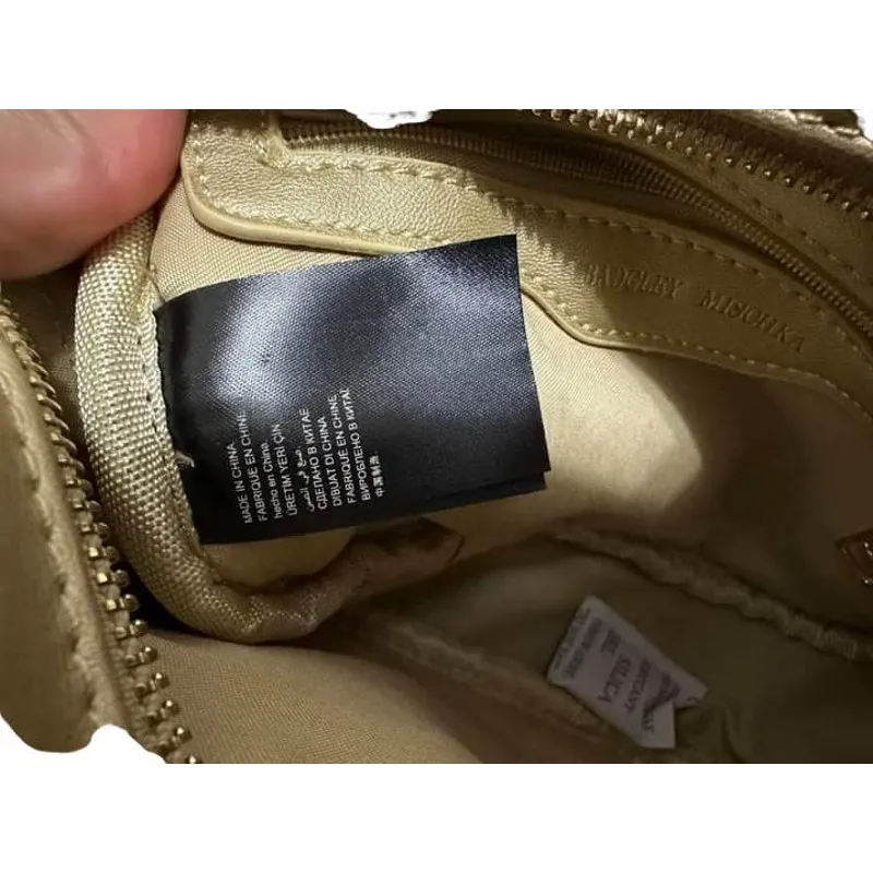 Badgley Mischka Gold Camera Bag Cross Purse Handbag Vegan Leather Studio - Image 9