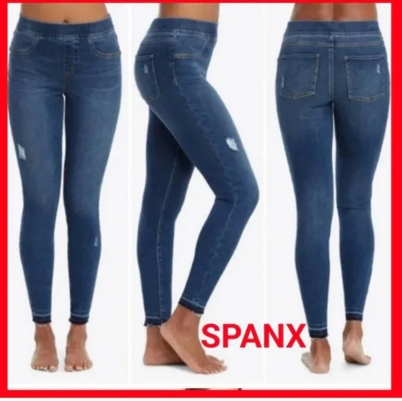 SPANX Distressed Skinny Denim Leggings Stretch 20203R Women's Xl - Image 2