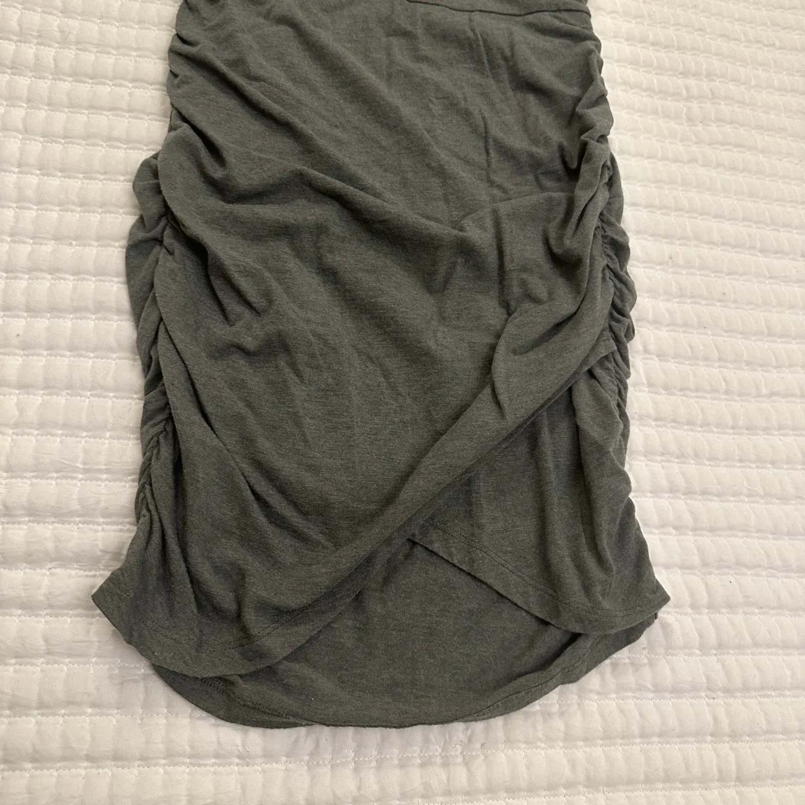 Athleta Dress sz XXS Olive Green Seeker Tee Short Sleeve Ruched Tulip Casual - Image 8