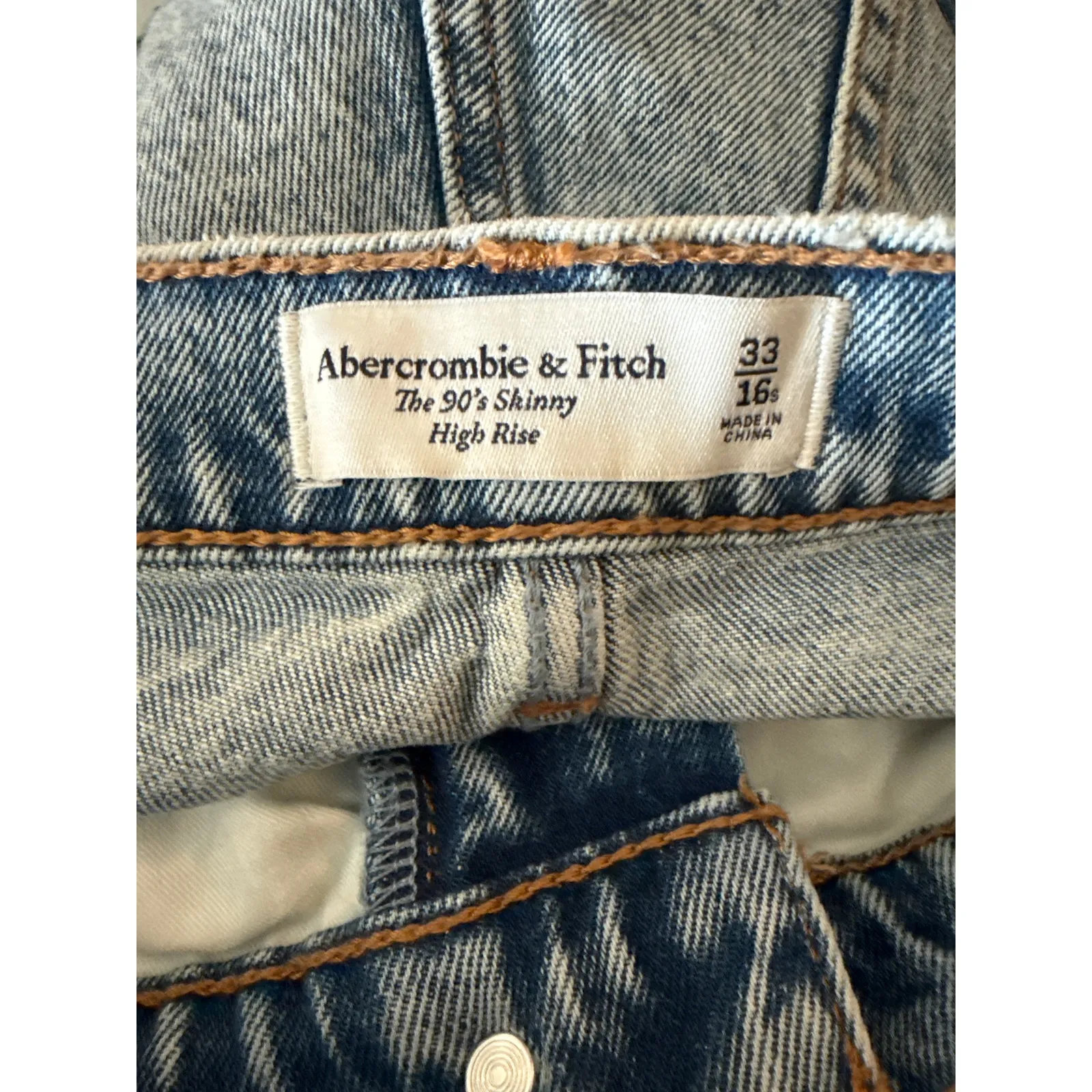 Abercrombie & Fitch The 90’s Skinny High-Rise Jeans Acid‎ Wash Size 16 Short - Image 4