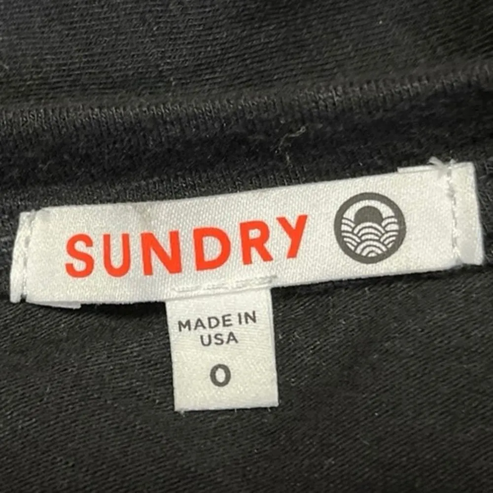 Sundry Black Round Neck Long Sleeve Blouson Stretch Pullover Mini Dress Size 0 - Image 5