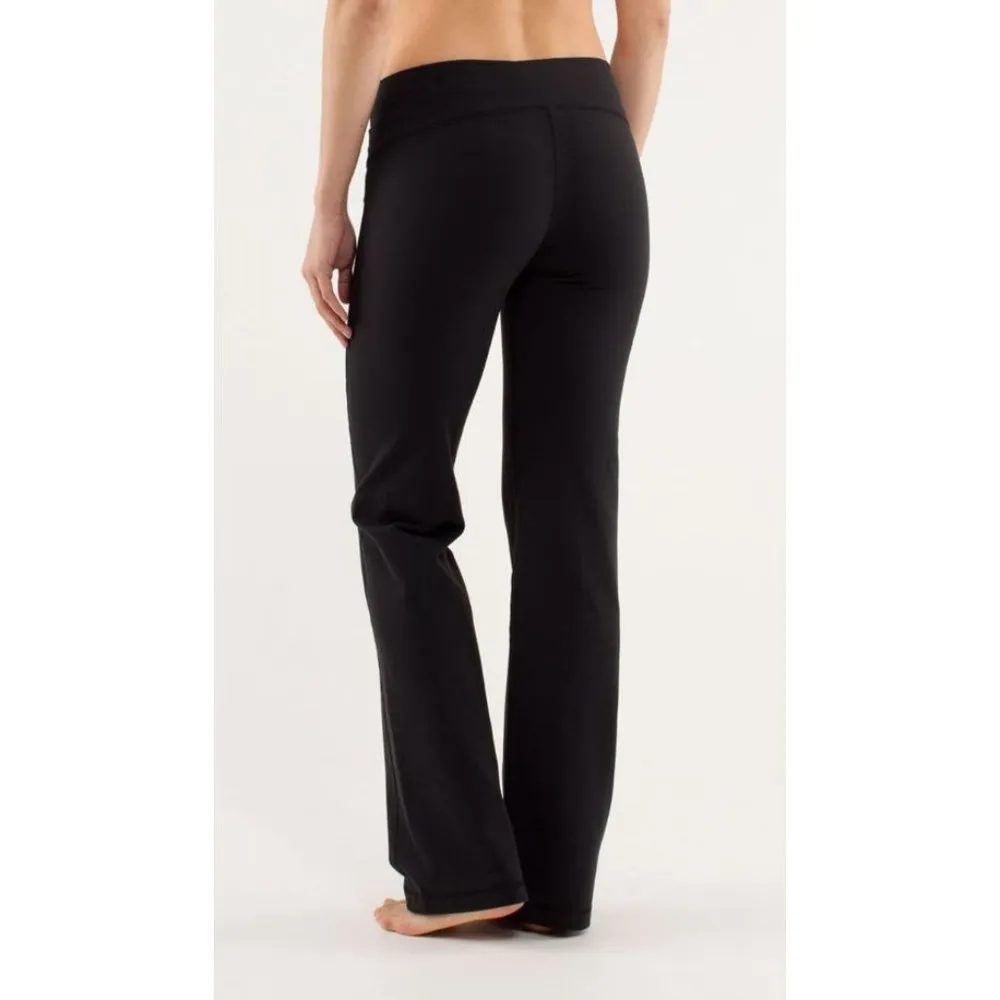 Lululemon Astro Black Criss Cross Waistband Flared Leg Yoga Pant 6 - Image 3