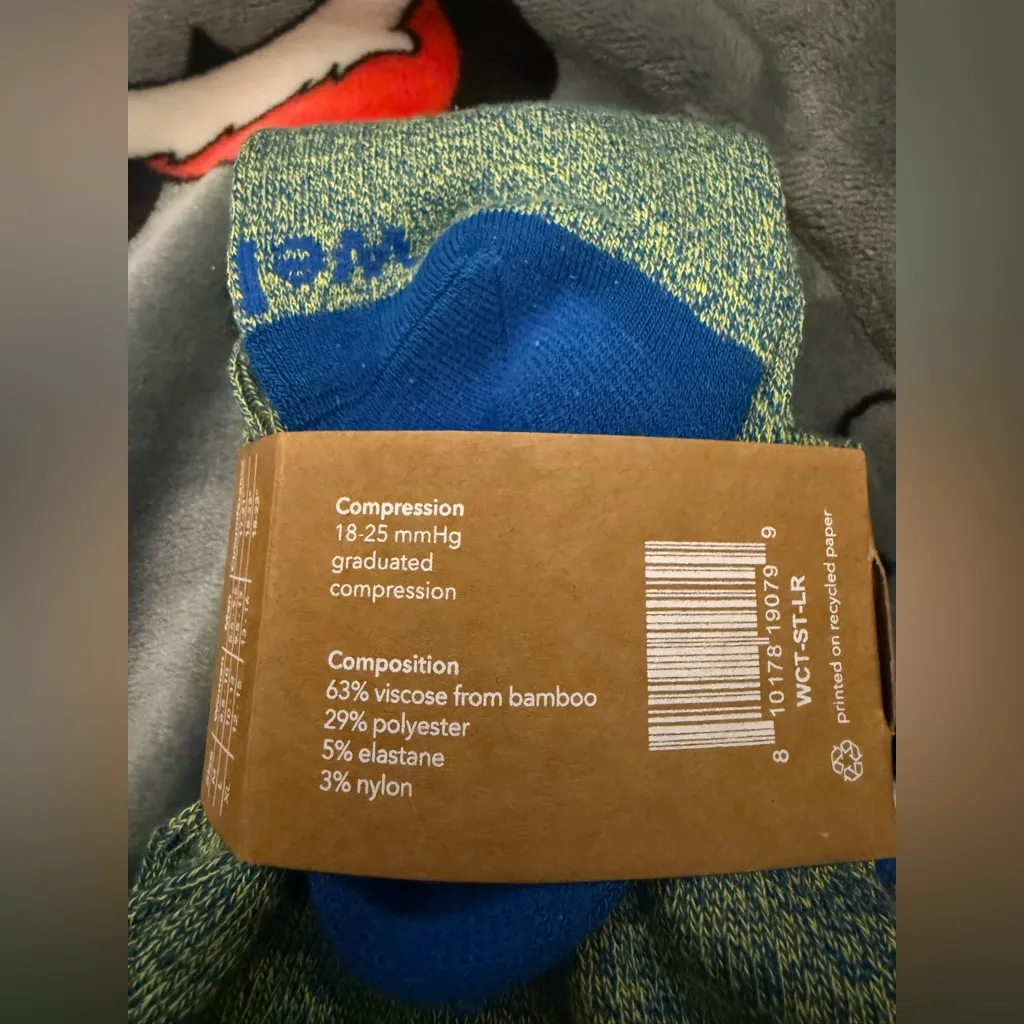 Wellow Blue Green Wide Calf Knee High Bamboo Compression Socks - Image 4