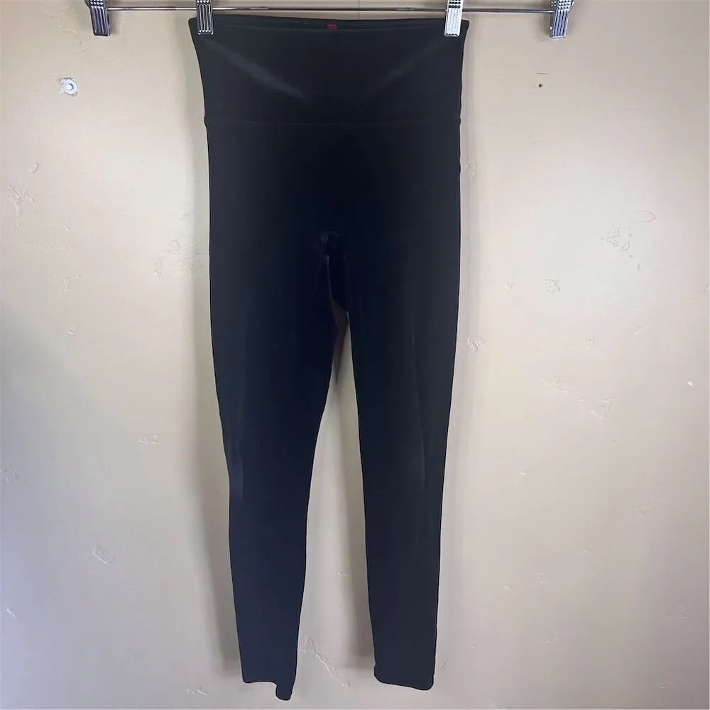 Spanx Womens High-Waisted Seamless Velvet Velour Ankle Leggings Black Size Small - Image 3