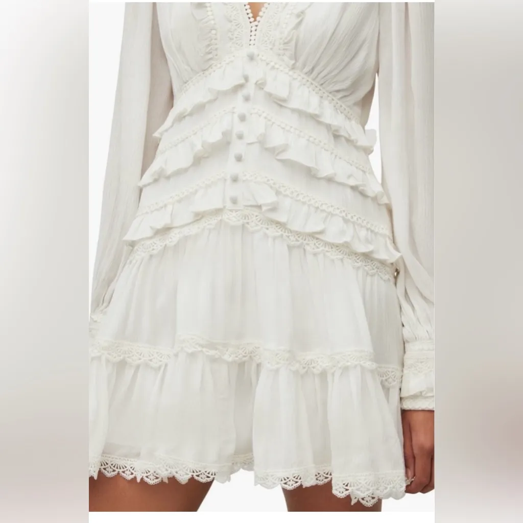 NWOT All Saints Zora Dress size 10 white, ruffles, long sleeve, bohemian, bridal - Image 4