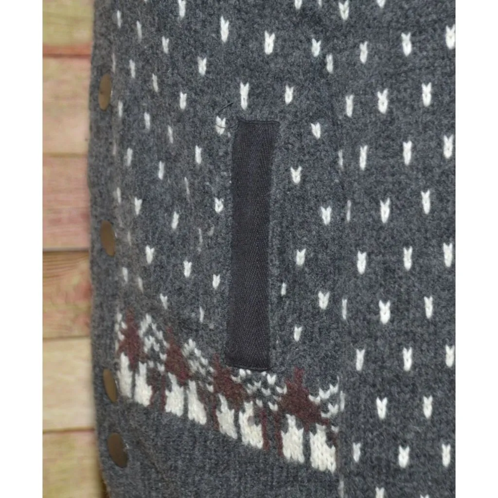 Free People Ladies Gray On My Way Hoodie Knit Sweater Size XS Mixed Print Wool - Image 9