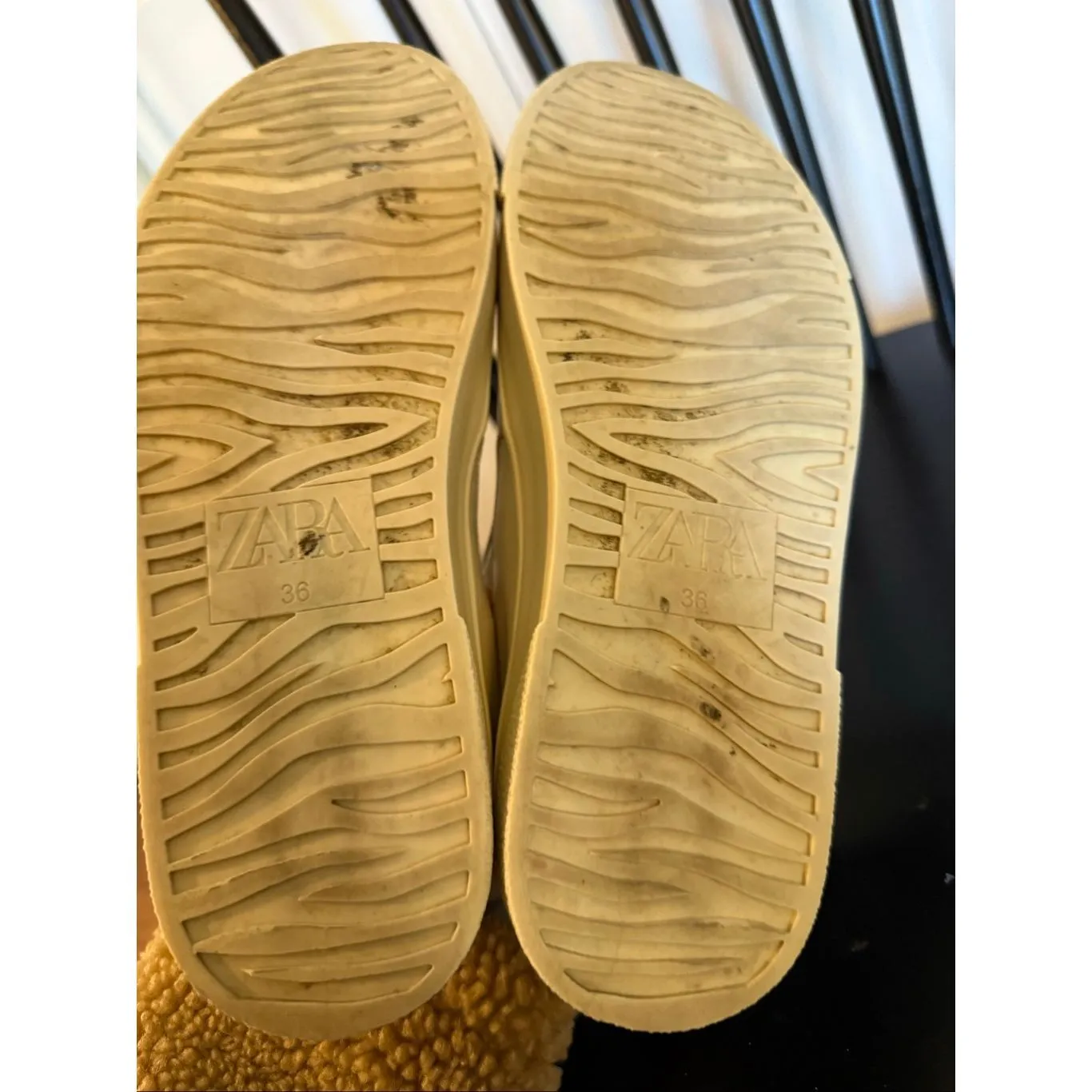 Zara cream leather slide sneakers minimalist size 6 - Image 6