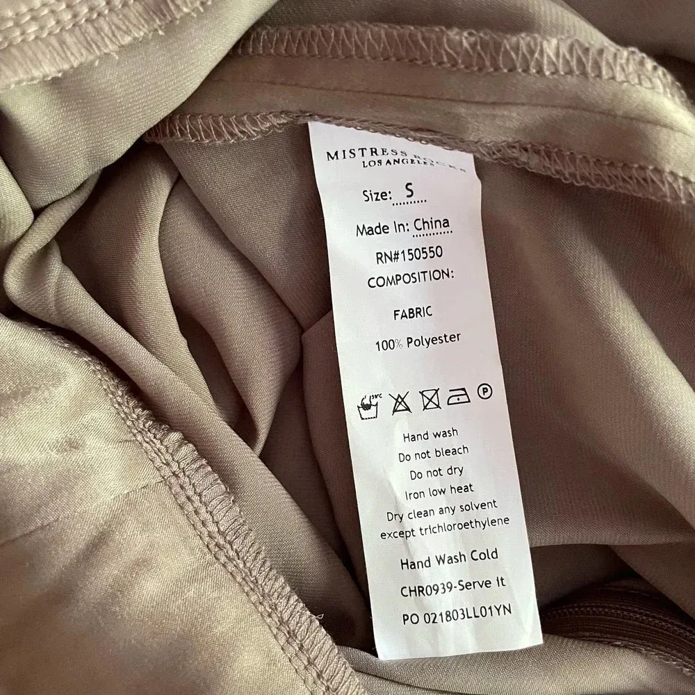 Serve It Jumpsuit Satin Sleeveless Wide Leg Khaki Size Small NEW - Image 10