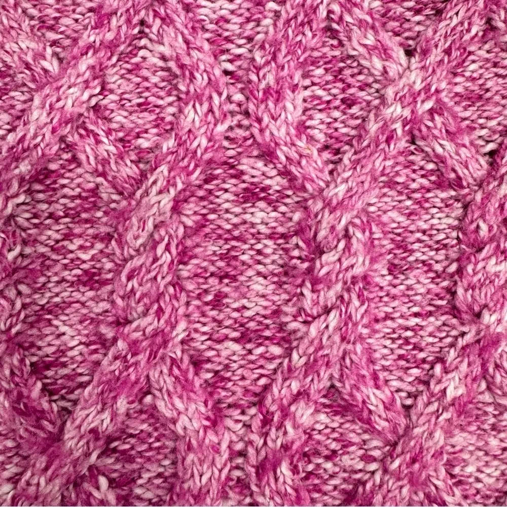 Tommy Hilfiger Fuchsia Pink & Cream  Cable Knit Crewneck Sweater Barbie XL - Image 6