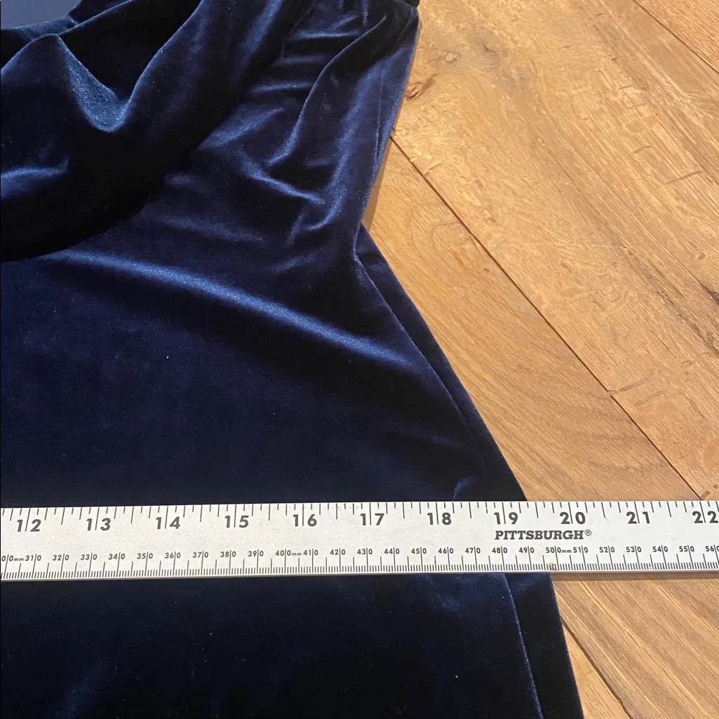 Alex Velvet Double Cowl Fitted Maxi Evening Gown Midnight Blue Imperial Size 14 - Image 3