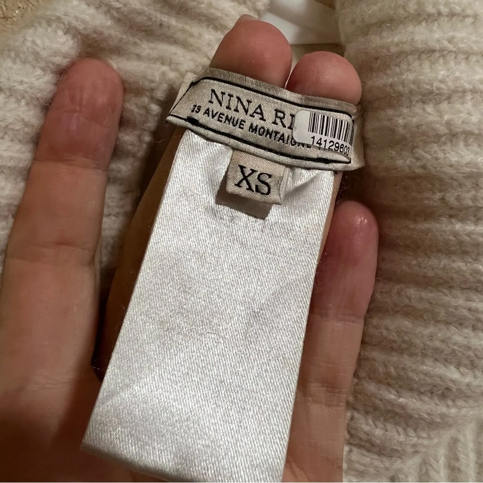 Nina Ricci Cream Ribbed Unique Wool Cashmere Turtleneck Sweater XSmall Size XS - Image 8