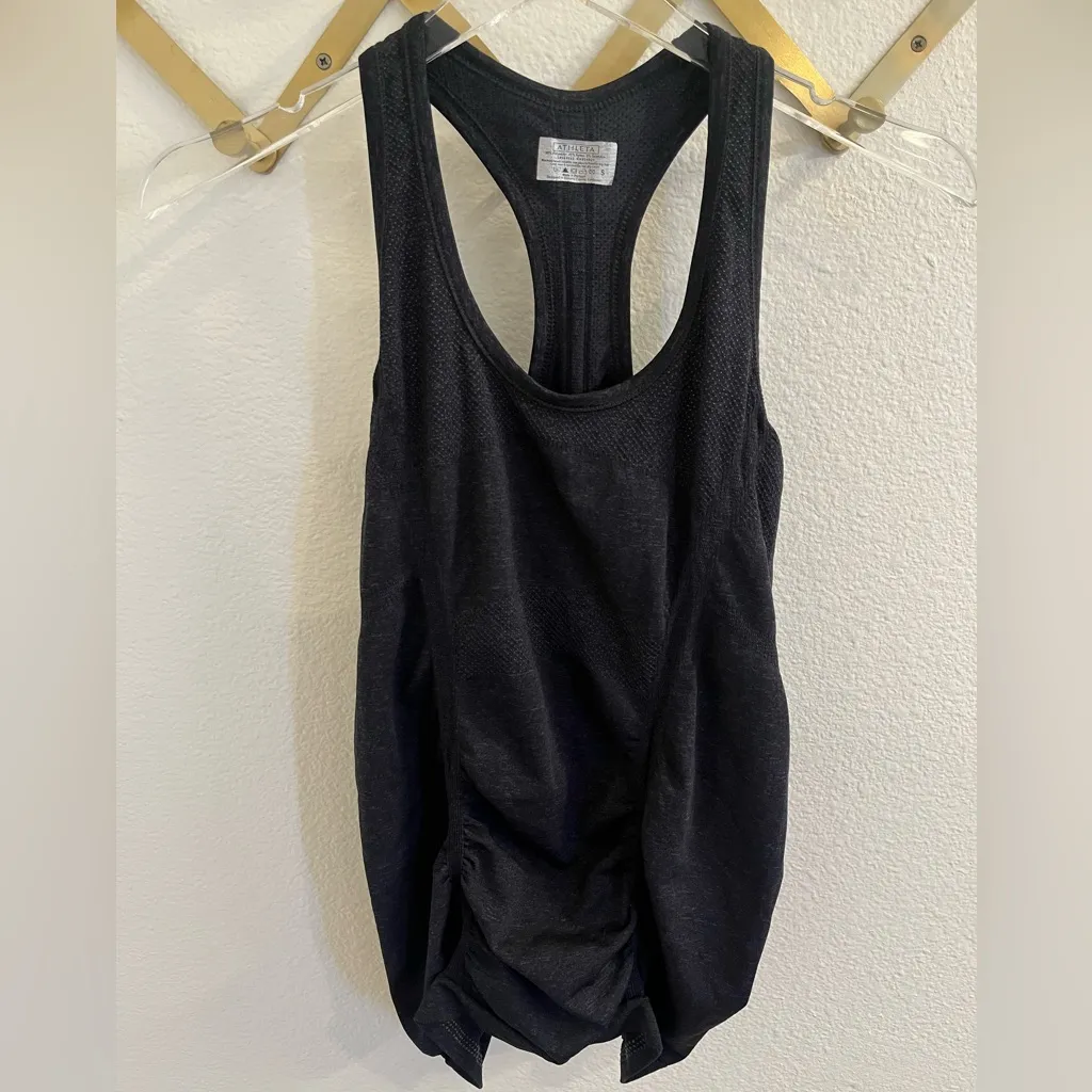 Athleta Fast Track Ruched Tank Top Racerback Dark Grey Running Small - Image 2