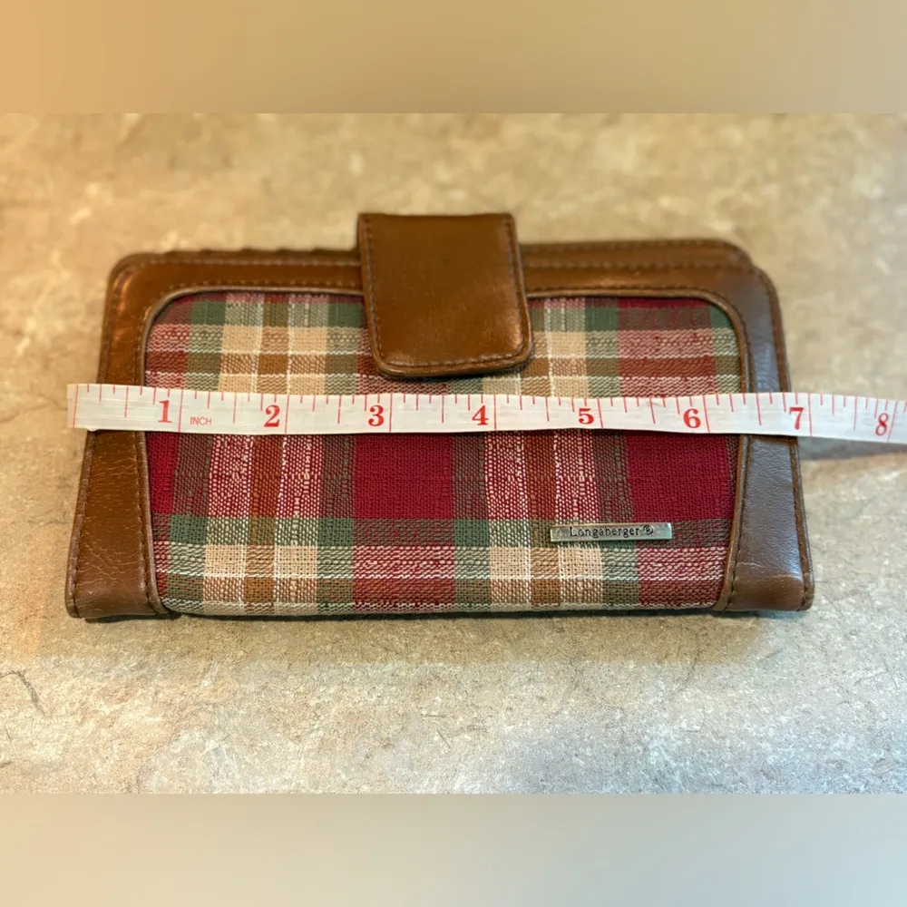 Longaberger Plaid Wallet - Red, Green, and Brown with 2 option snap closure - Image 8