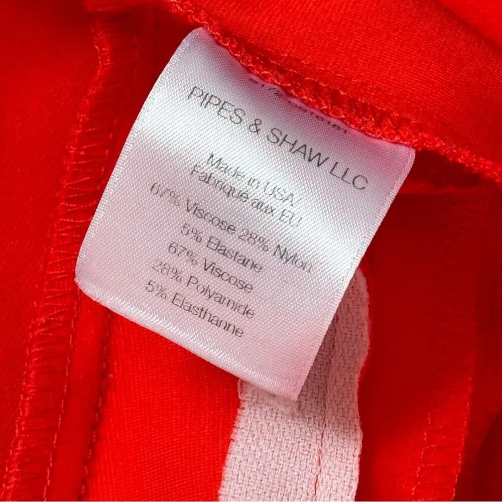 Veronica Beard Bright Red High Rise Slim Leg Back Zip Stretchy Cropped Pants 4 - Image 9